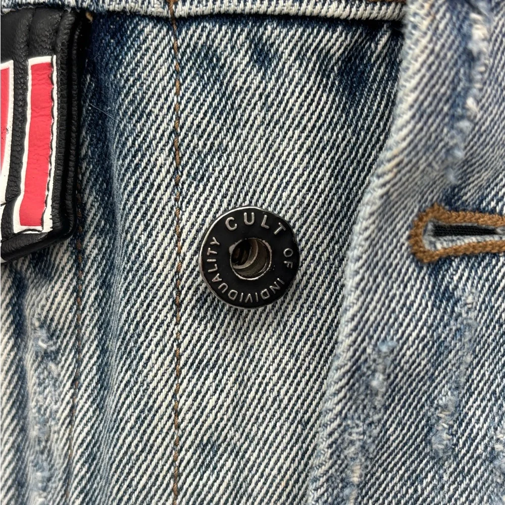 Cult of Individuality Type IV Denim Jacket Maiden Biker Studded Distressed L - Picture 4 of 10
